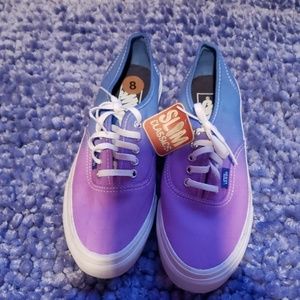 NWT woman's size 8 Van's shoes purple & blue